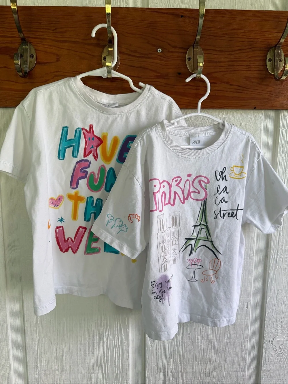 Zara White Kids Graphic Tee Bundle Colorful Paris